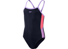 Laste ujumistrikoo Speedo Girls Dive Thinstrap Muscleback tumesinine/lilla/roosa