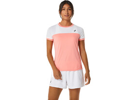 Naiste treeningsärk Asics WOMEN COURT SS TOP roosa/valge