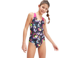 Laste ujumistrikoo Speedo Girls Allover Splashback must/kirju