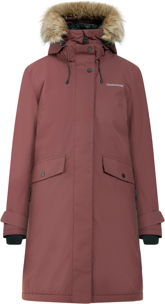 Parka Didriksons Erika 3 Womens tumepunane